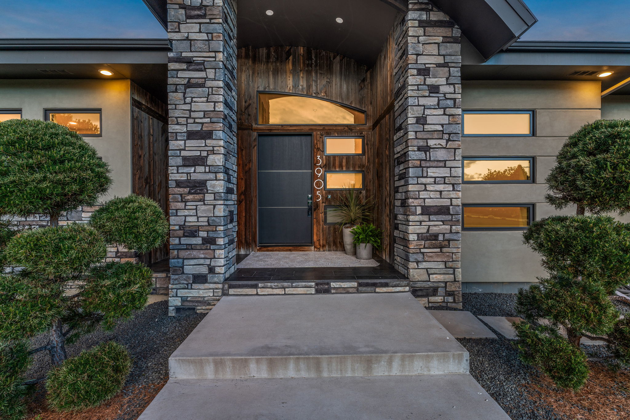 Wood, stone and Metal arched entrance