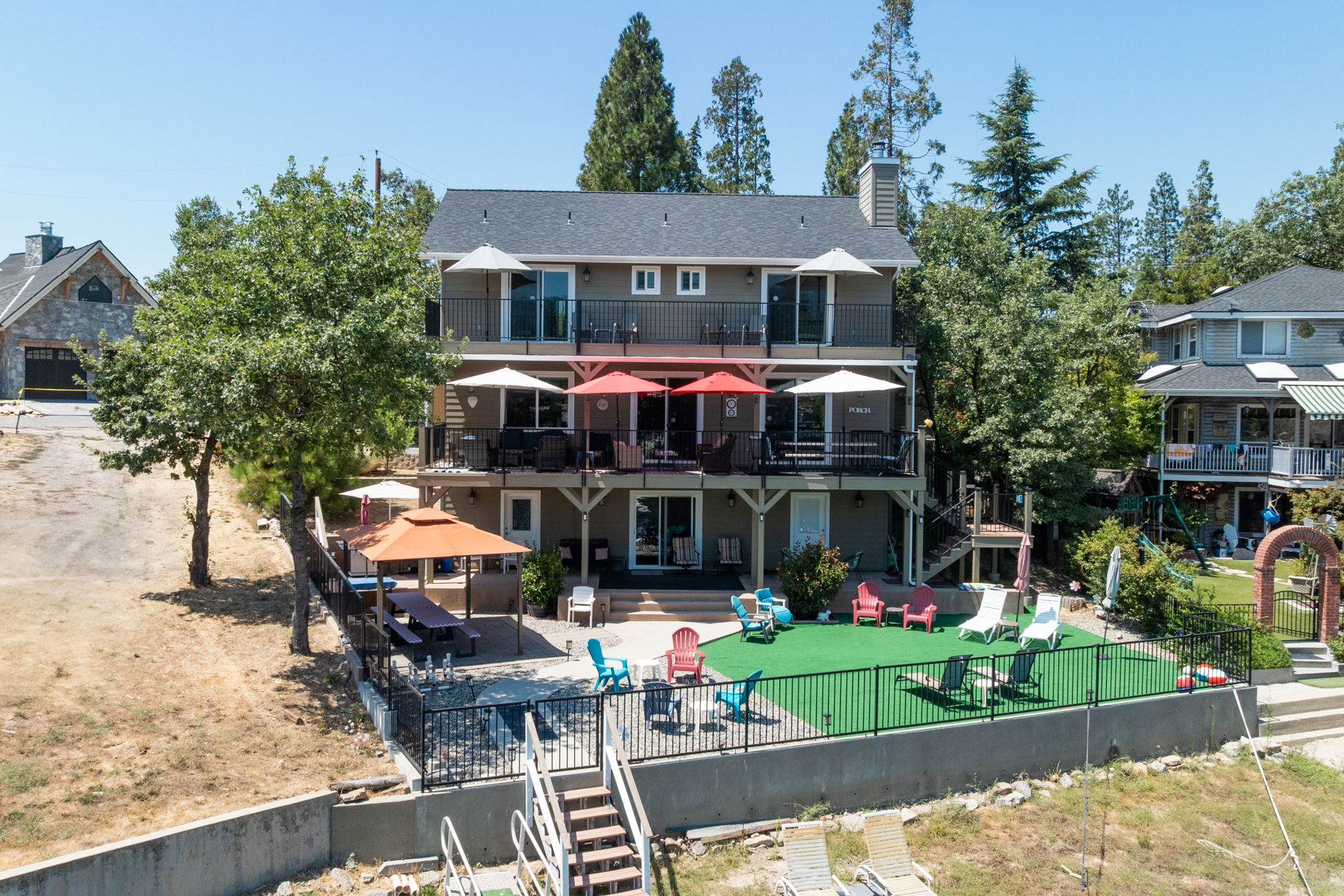 Drone Shot Home Facing The Lake