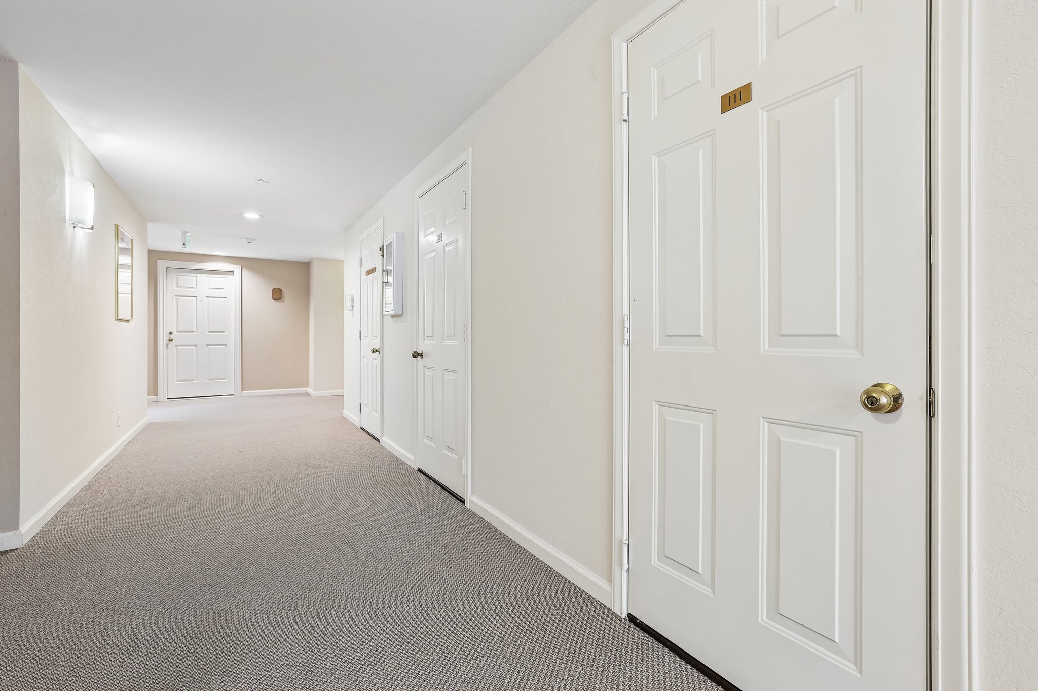 Hallway storage #111 with front door in distance
