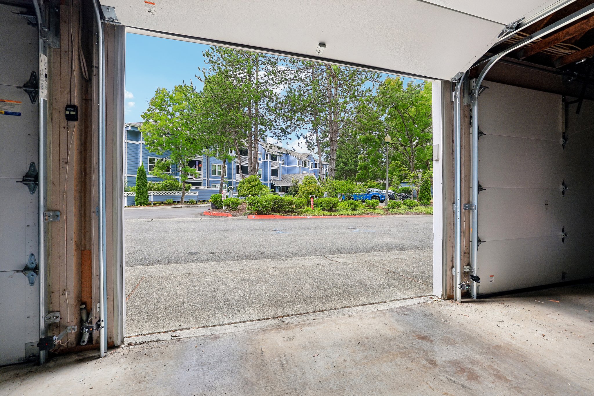Garage toward building