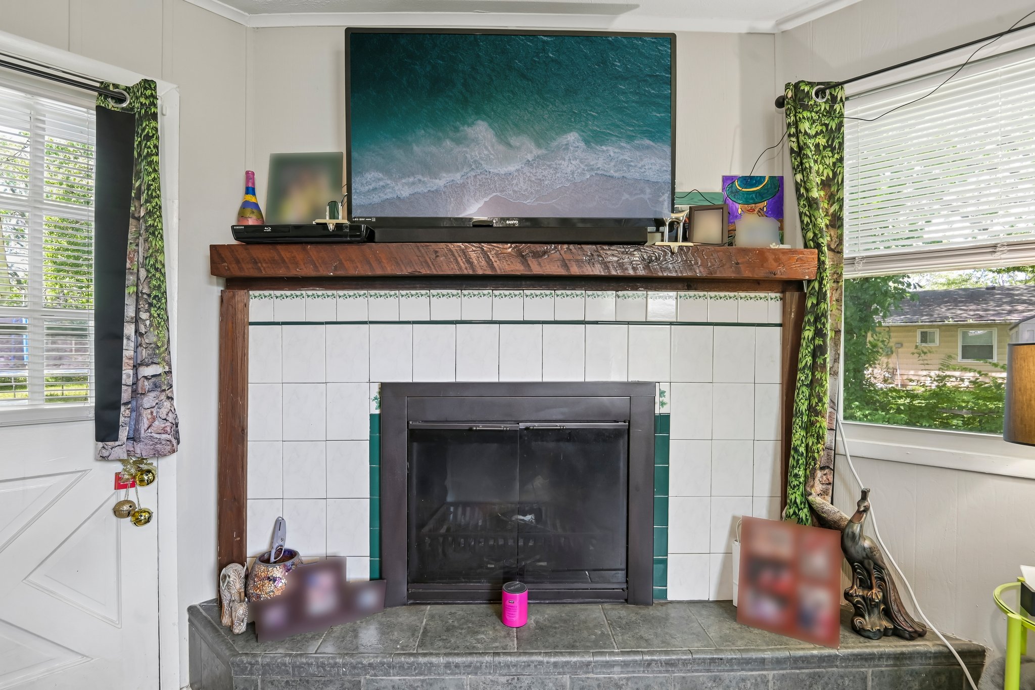 wood burning fireplace