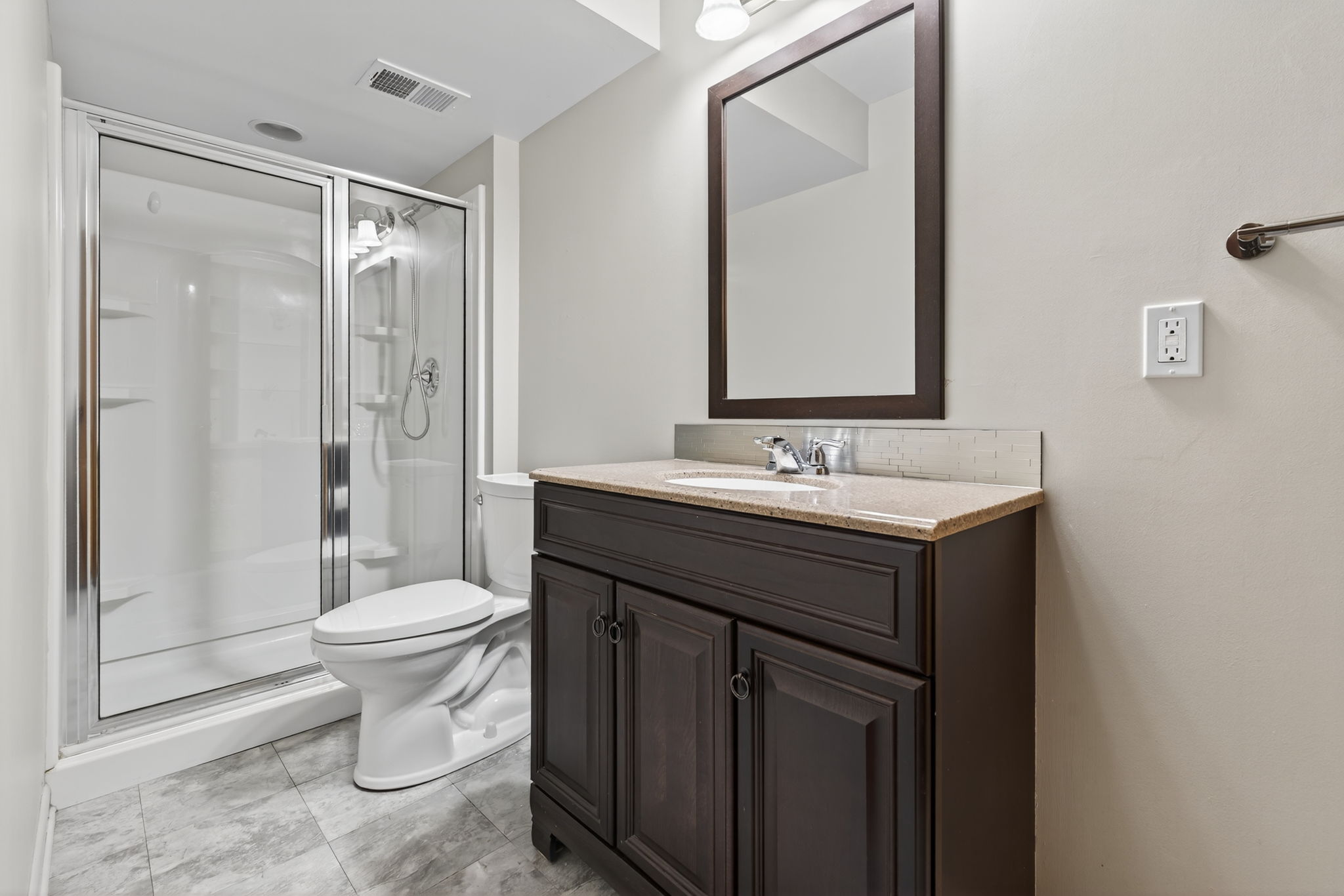 Basement remodeled bath