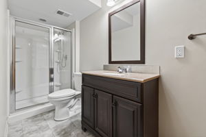 Basement remodeled bath