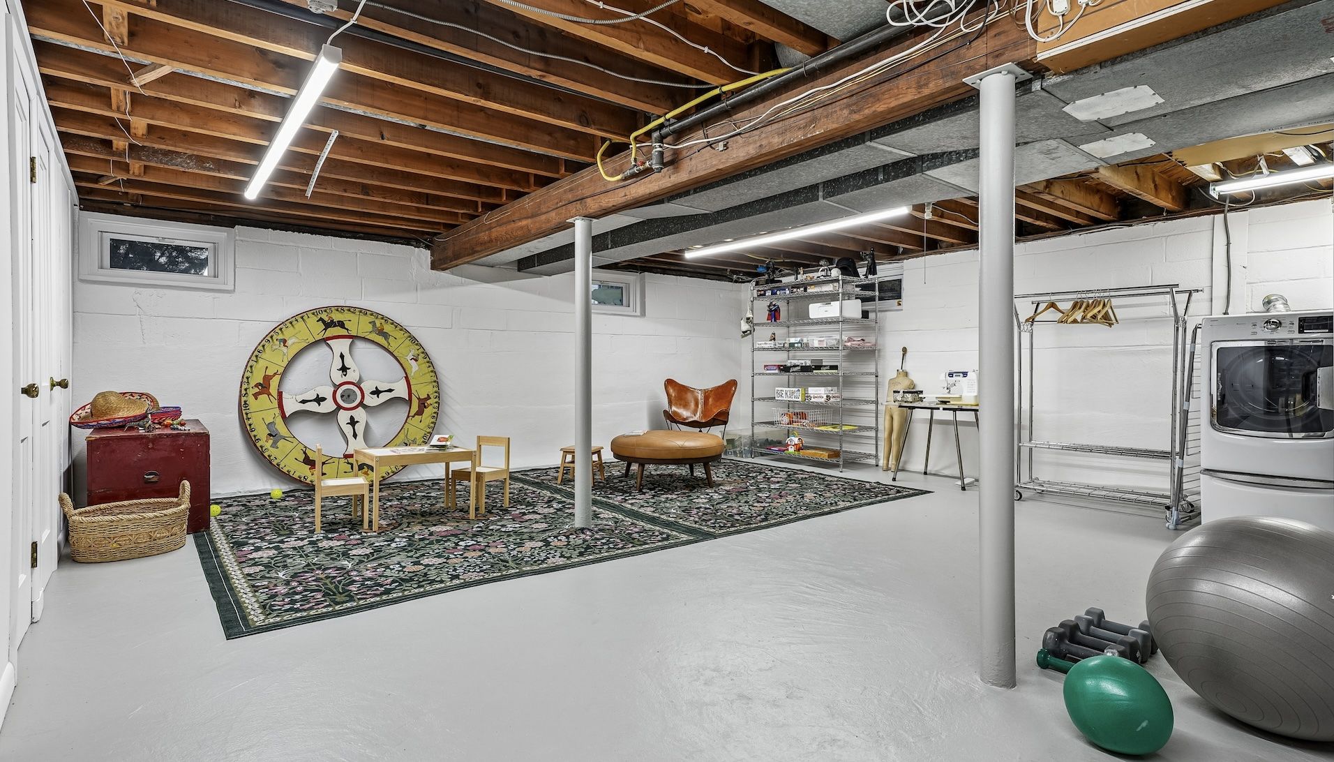 Down a few more steps to the lower level red room!  Imagine the possibilities?