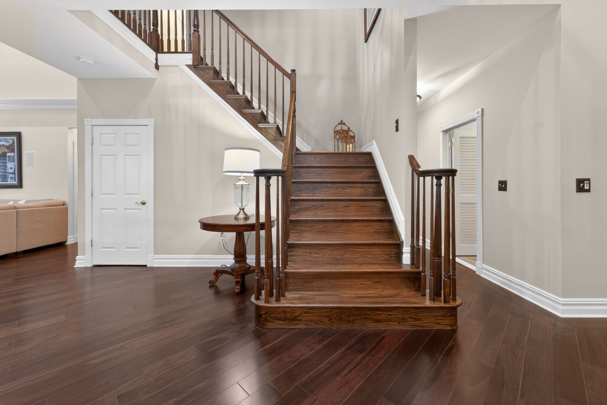 Hardwood stairs to level 2