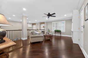 Loft Overlooks the living room and family room below. Attic Storage is accessed from the loft.