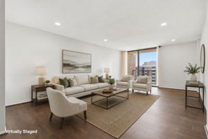 Living Room with First of Two Balconies (Popcorn ceiling professionally Removed)