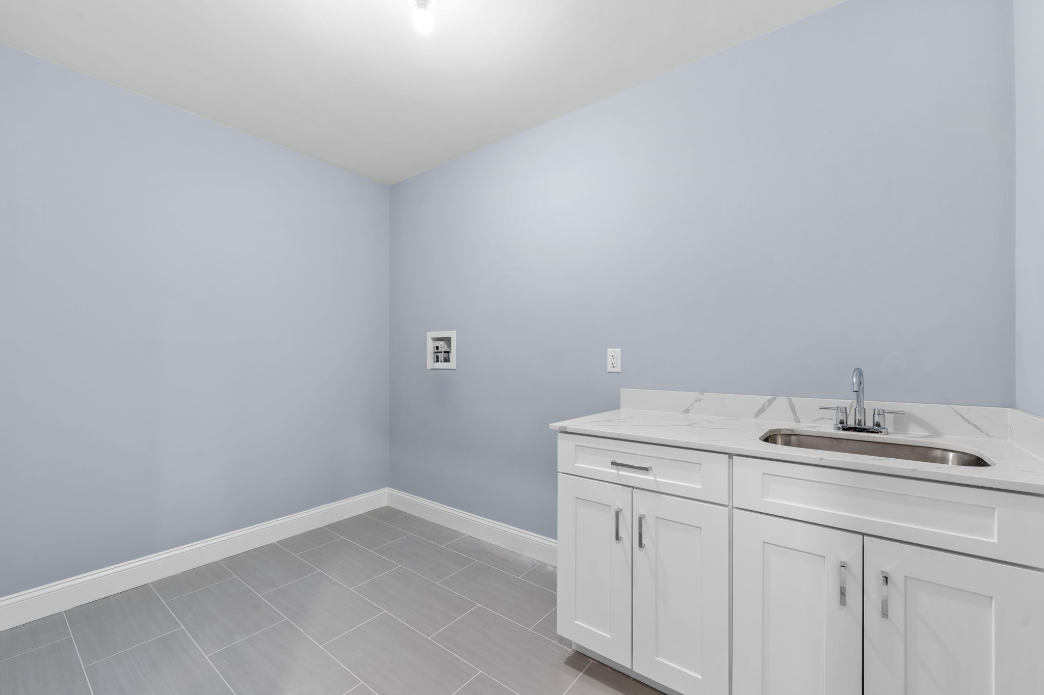 2nd Floor Laundry Room: Custom Cabinets, Quartz Countertop, Laundry Sink. Easy access electrical sub panel!
