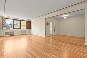 Open plan Living & Dining Rooms. Newly refinished hardwood floors