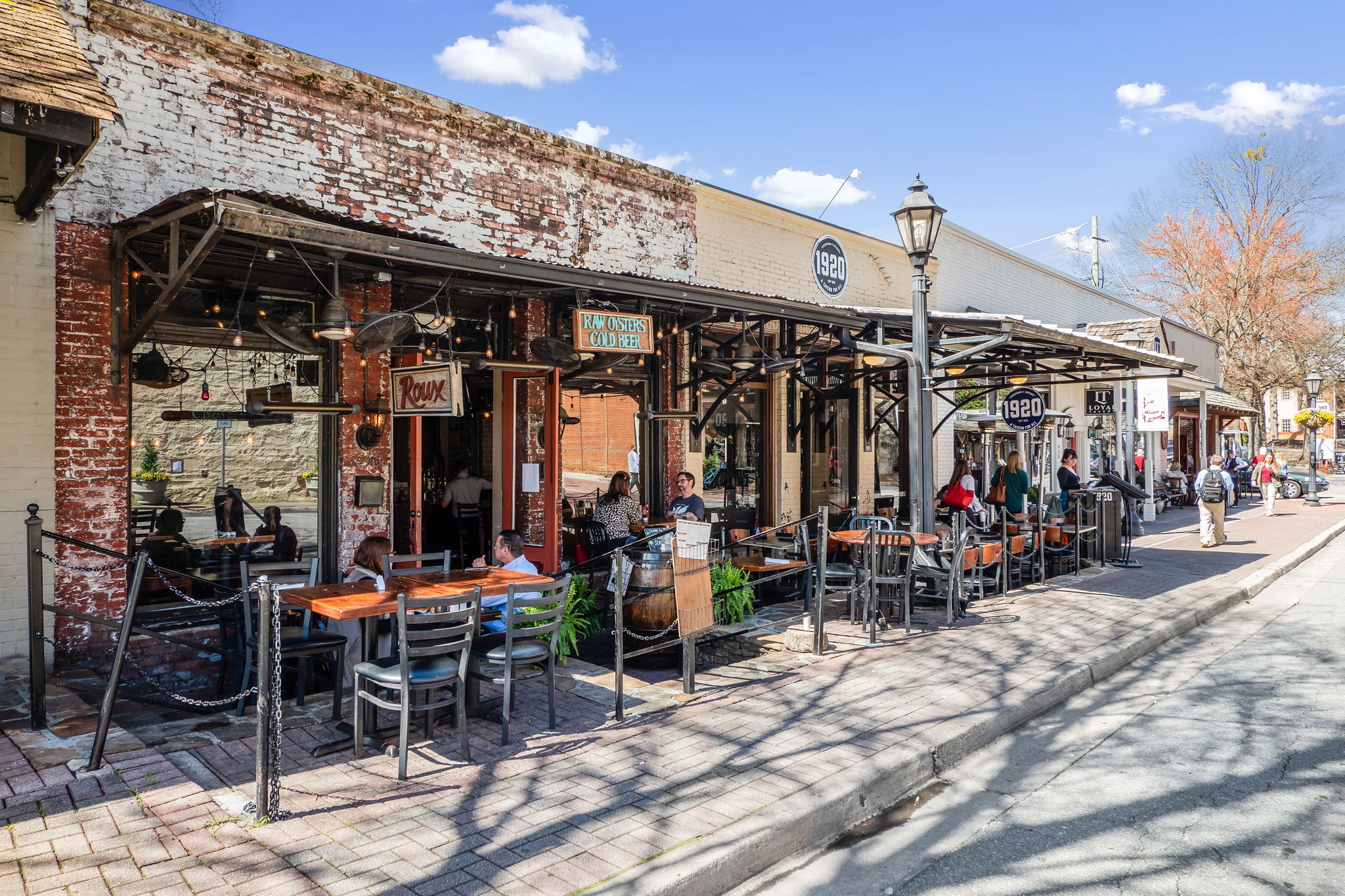 Al fresco dining at some of the many dining options on Canton Street.