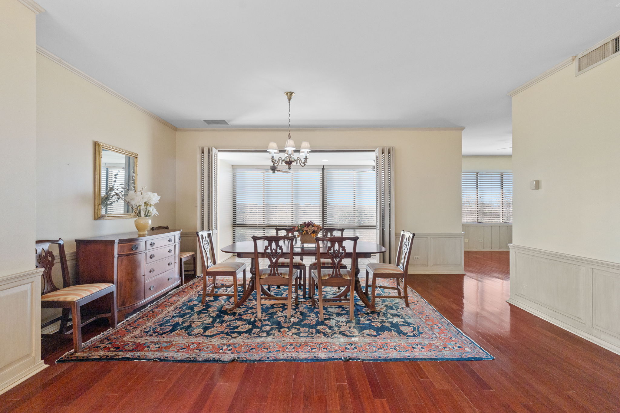 The formal dining room allows for exceptional entertaining