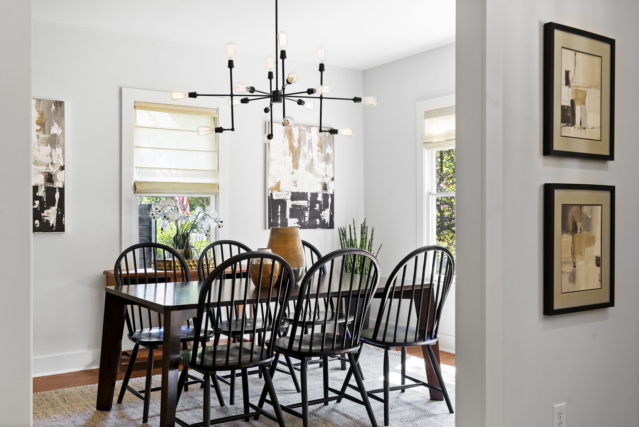 A different perspective offers a view from the foyer into the dining room.