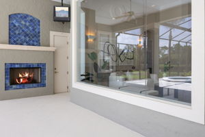 Outdoor gas fireplace