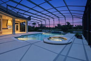 Pool and spa with beautiful water and golf view