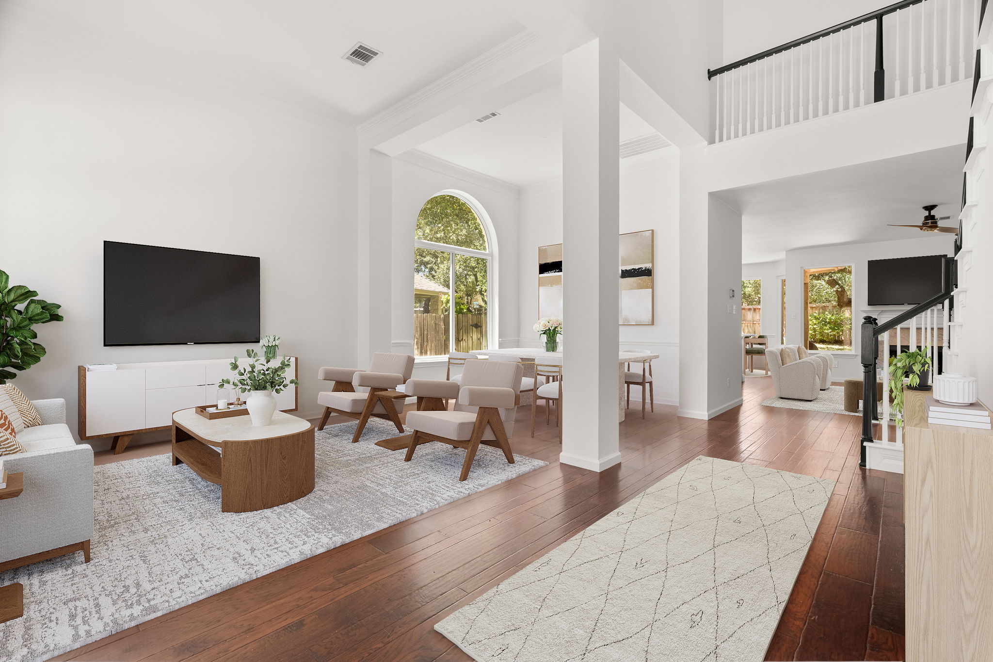 Three highly flexible main-level spaces offer endless possibilities, making it ideal for everyday living and entertaining.