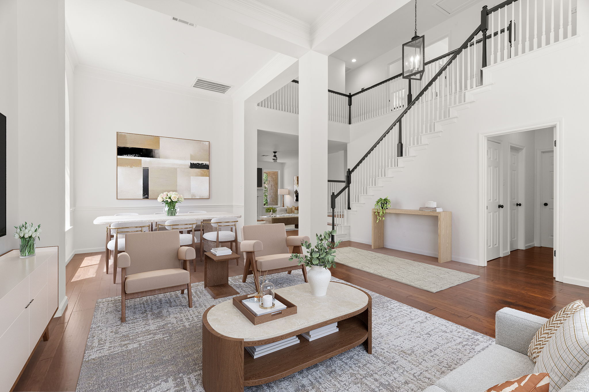 Three highly flexible main-level spaces offer endless possibilities, making it ideal for everyday living and entertaining.
