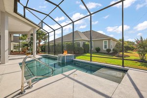 Swimming Pool with Waterfall and Fire Feature