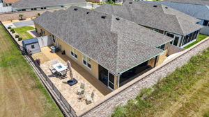 Aerial Rear and Side Elevation with Paver Patio