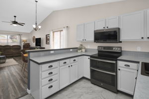 Kitchen Opens Conveniently to Living Room