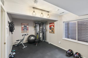 Additional Bedroom in Basement is currently being used as a fitness room-- wood floor under gym flooring. Fitness equipment is negotiable. This room also has a large walk-in closet.