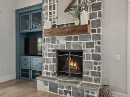 High efficiency gas fireplace and custom entertainment center