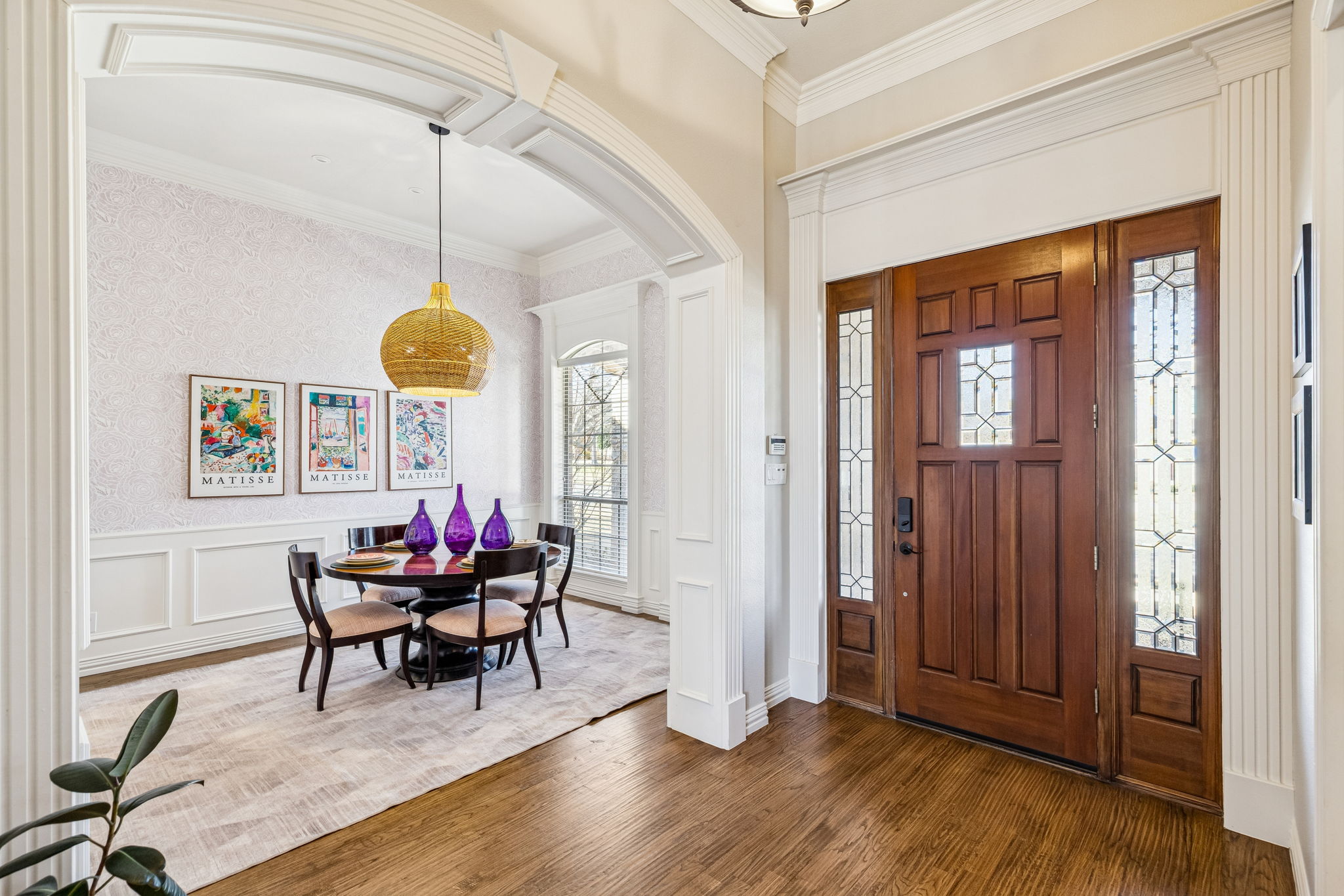 Grand entry with natural handscraped hardwoods