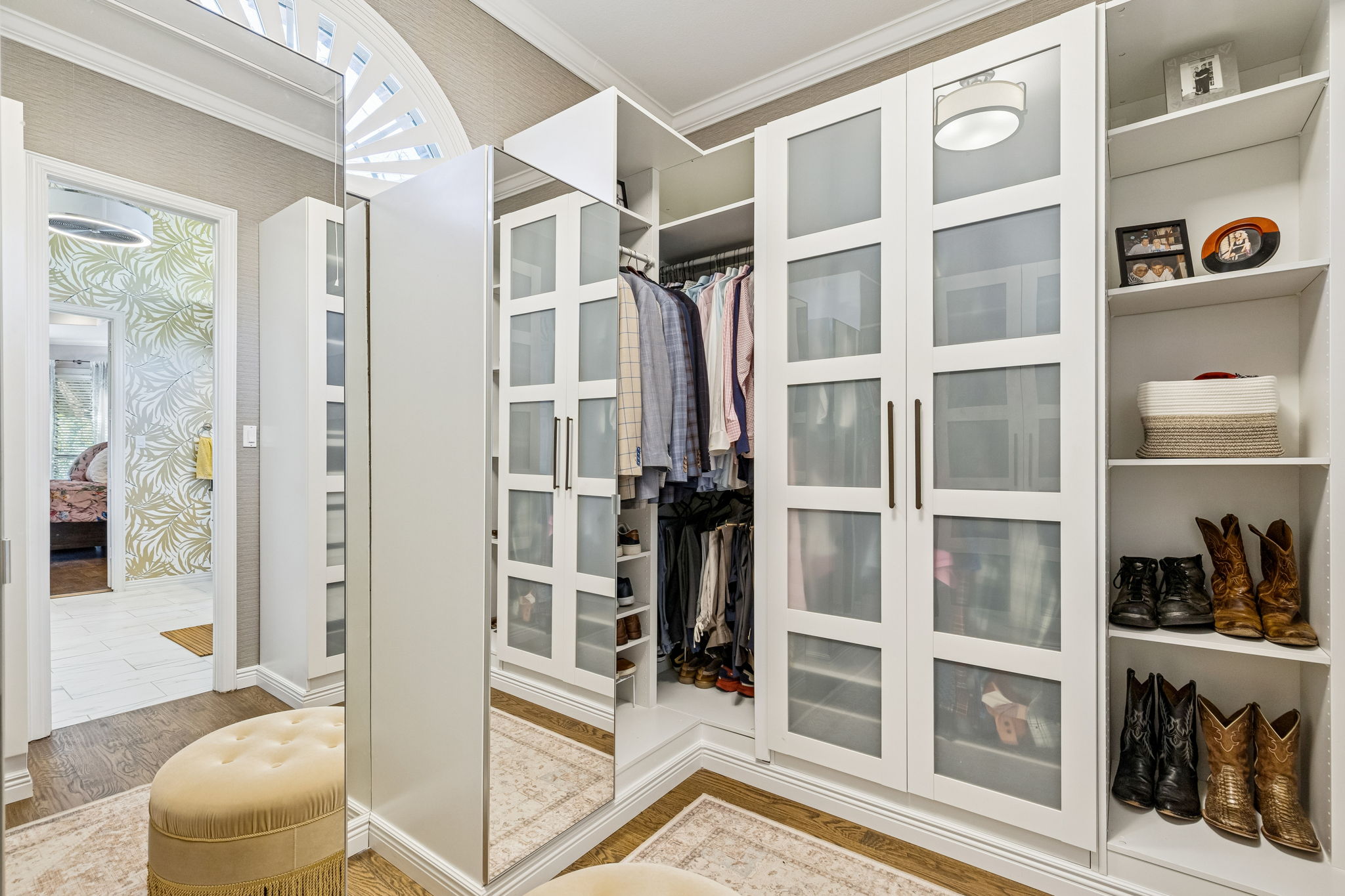 Closet wardrobes include lighting to display all your favorite pieces