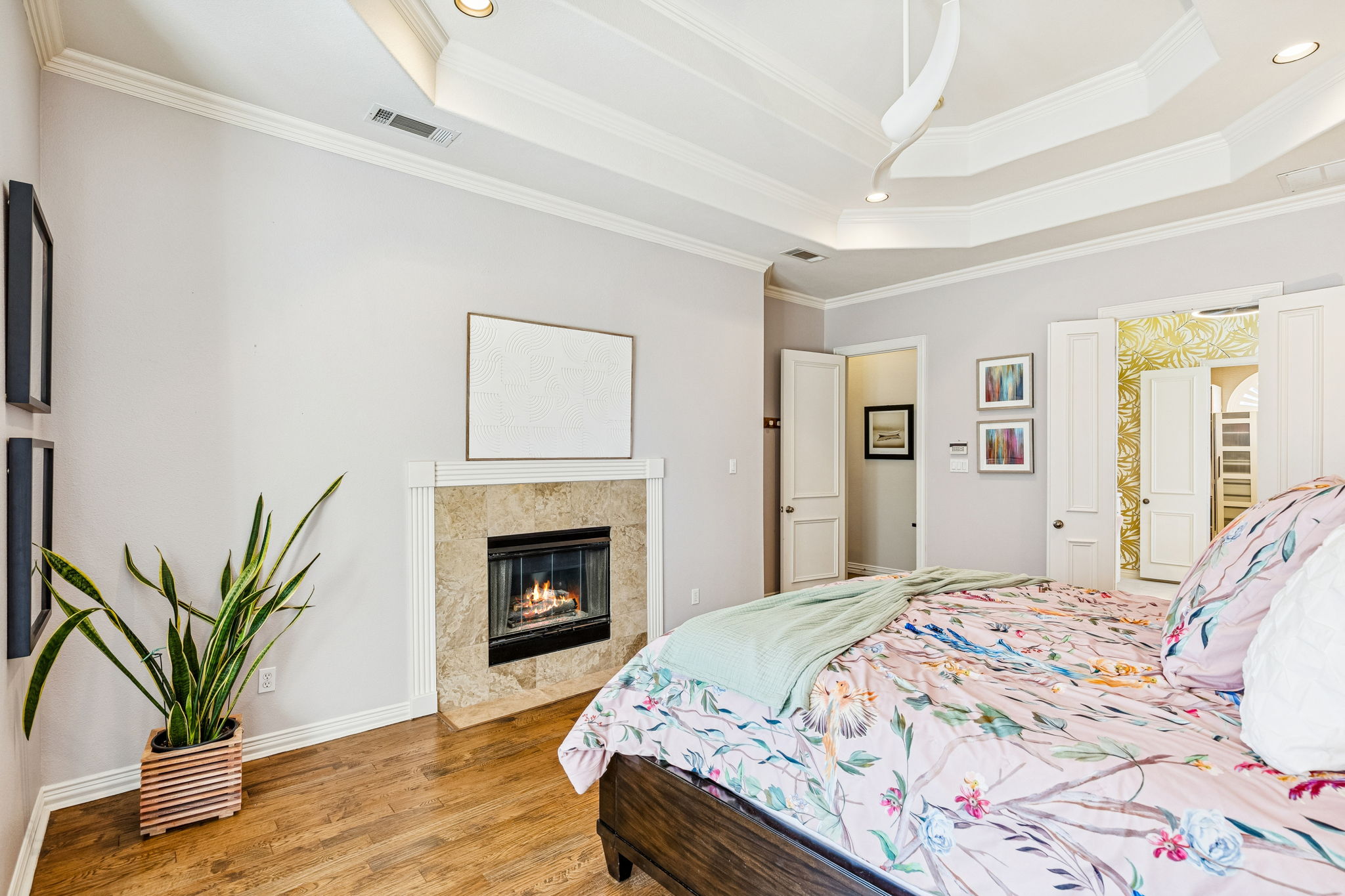 Primary retreat with gas fireplace