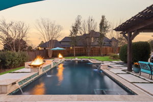 Fire and water features at night create such a serence atmosphere