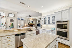 Open kitchen and family room and breakfast area