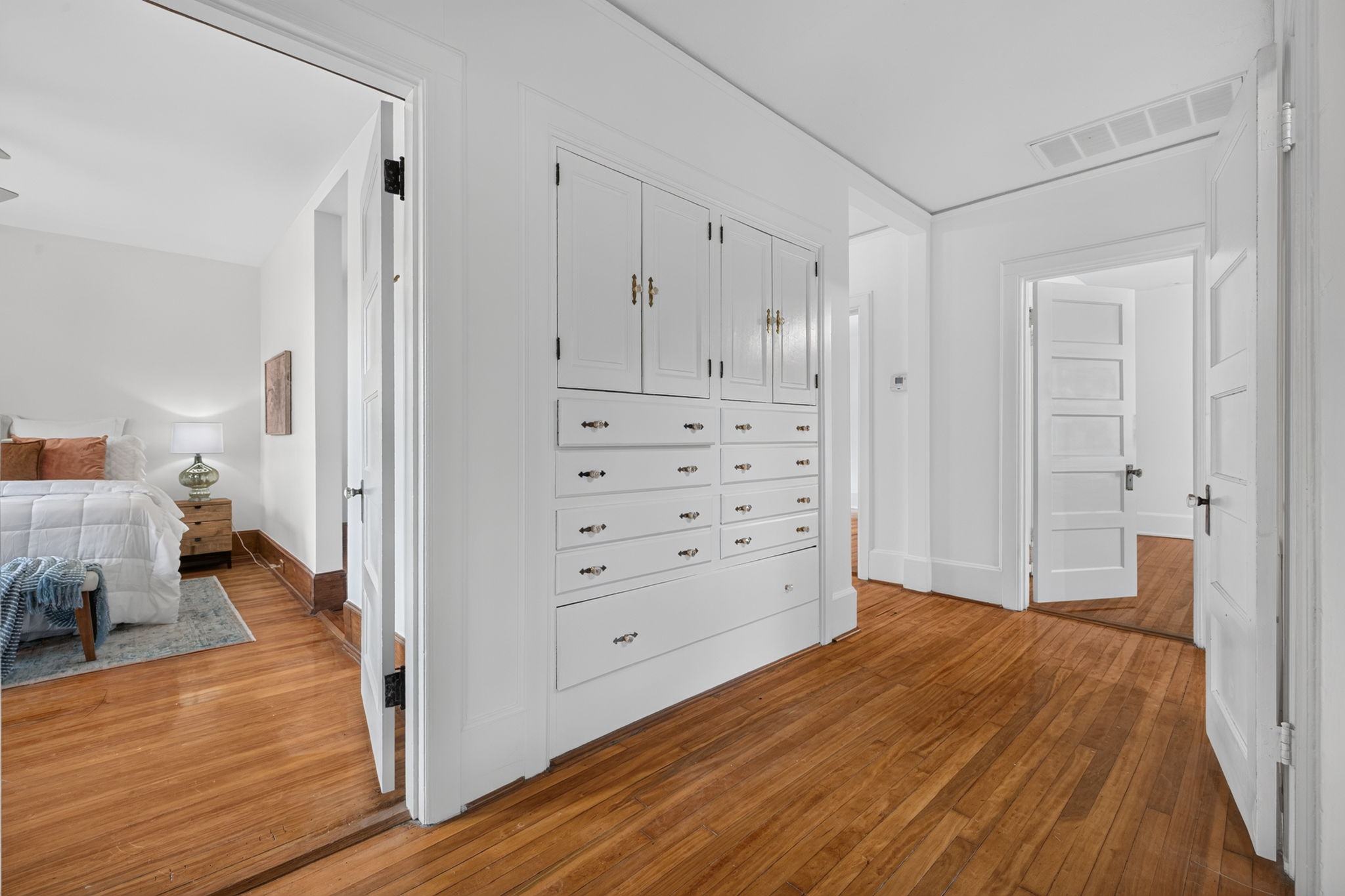 hall way with amazing built ins