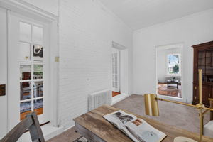 brick wall with dual french doors