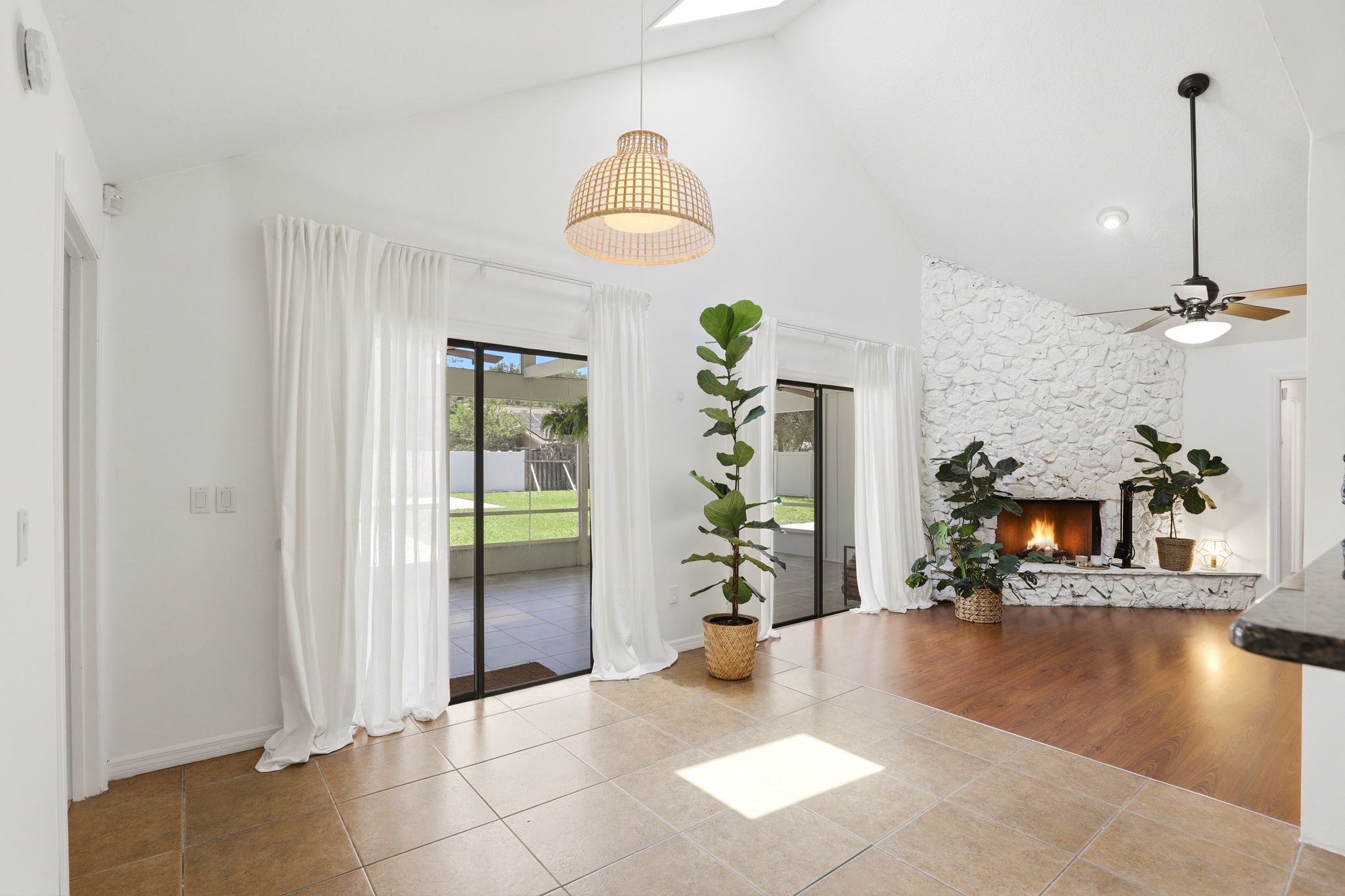 Sliding Glass Doors Lead into Backyard