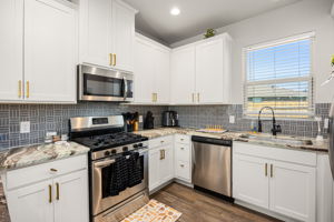 Kitchen with stainless steel appliances