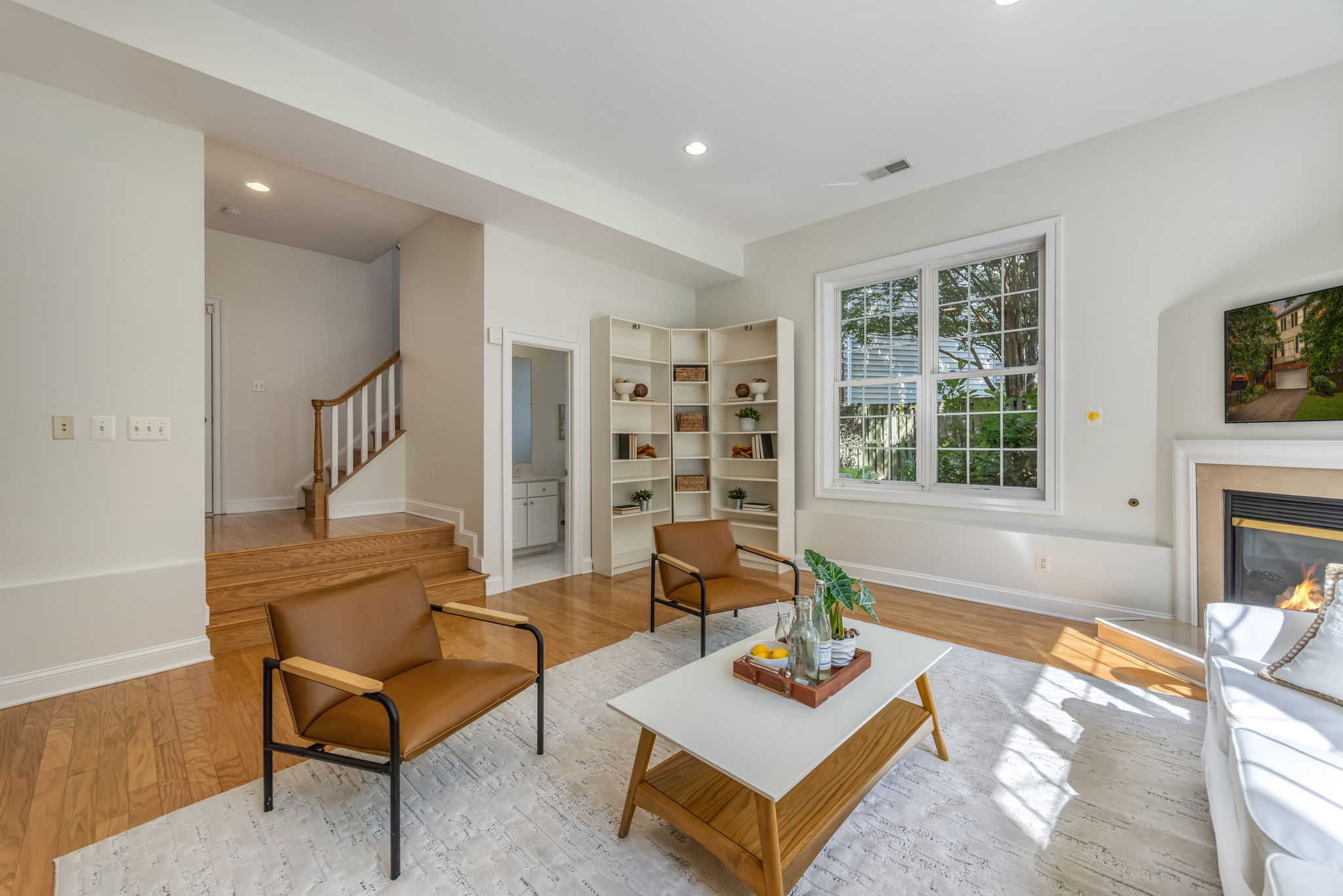 Recreation Room with Gas Fireplace on Lower Level