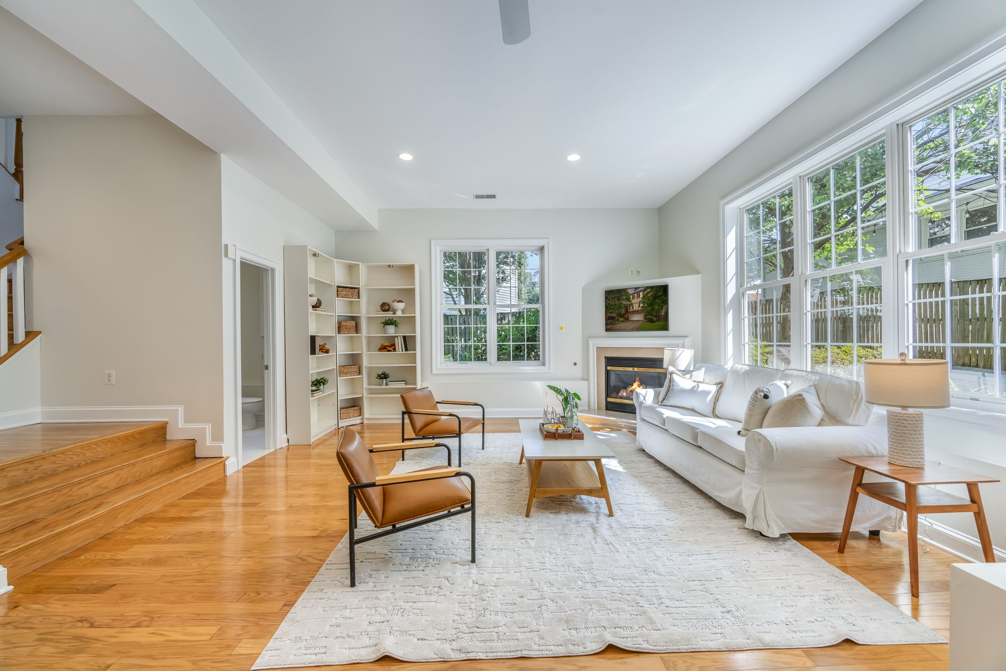 Recreation Room with Gas Fireplace on Lower Level