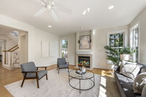 Family Room with Gas Fireplace off the Kitchen