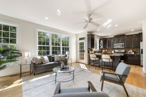 Family Room with Gas Fireplace off the Kitchen