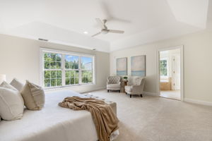 Expansive Primary Bedroom with Tray Ceiling