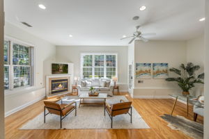 Recreation Room with Gas Fireplace on Lower Level