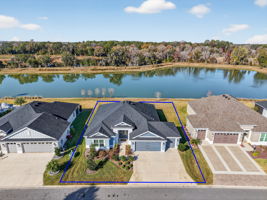 Aerial Front Elevation with Property Lines and Spectacular Water Views!