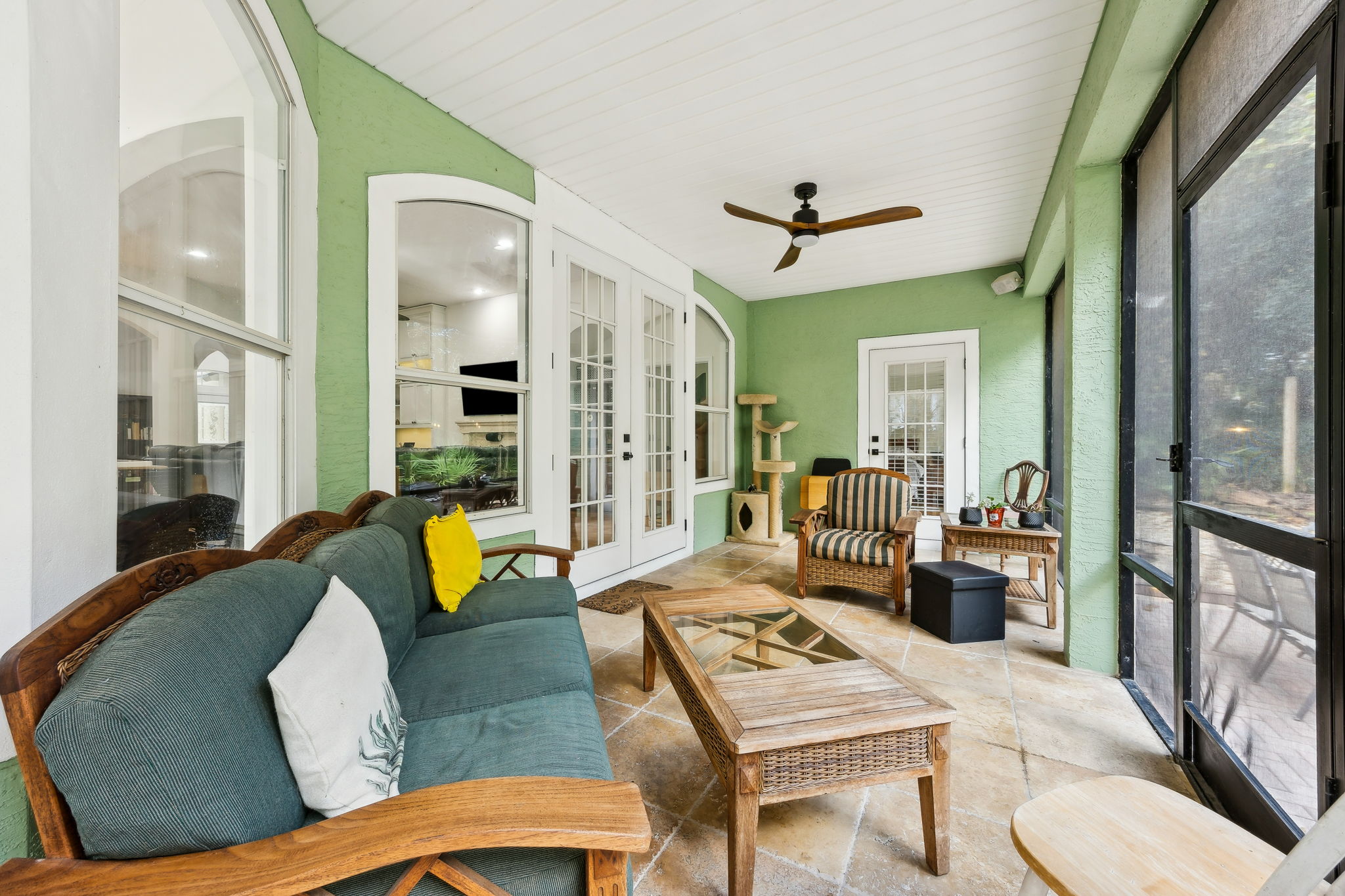 the tiled lanai serves as an ideal private retreat.