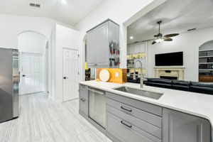 Kitchen is open to living area.