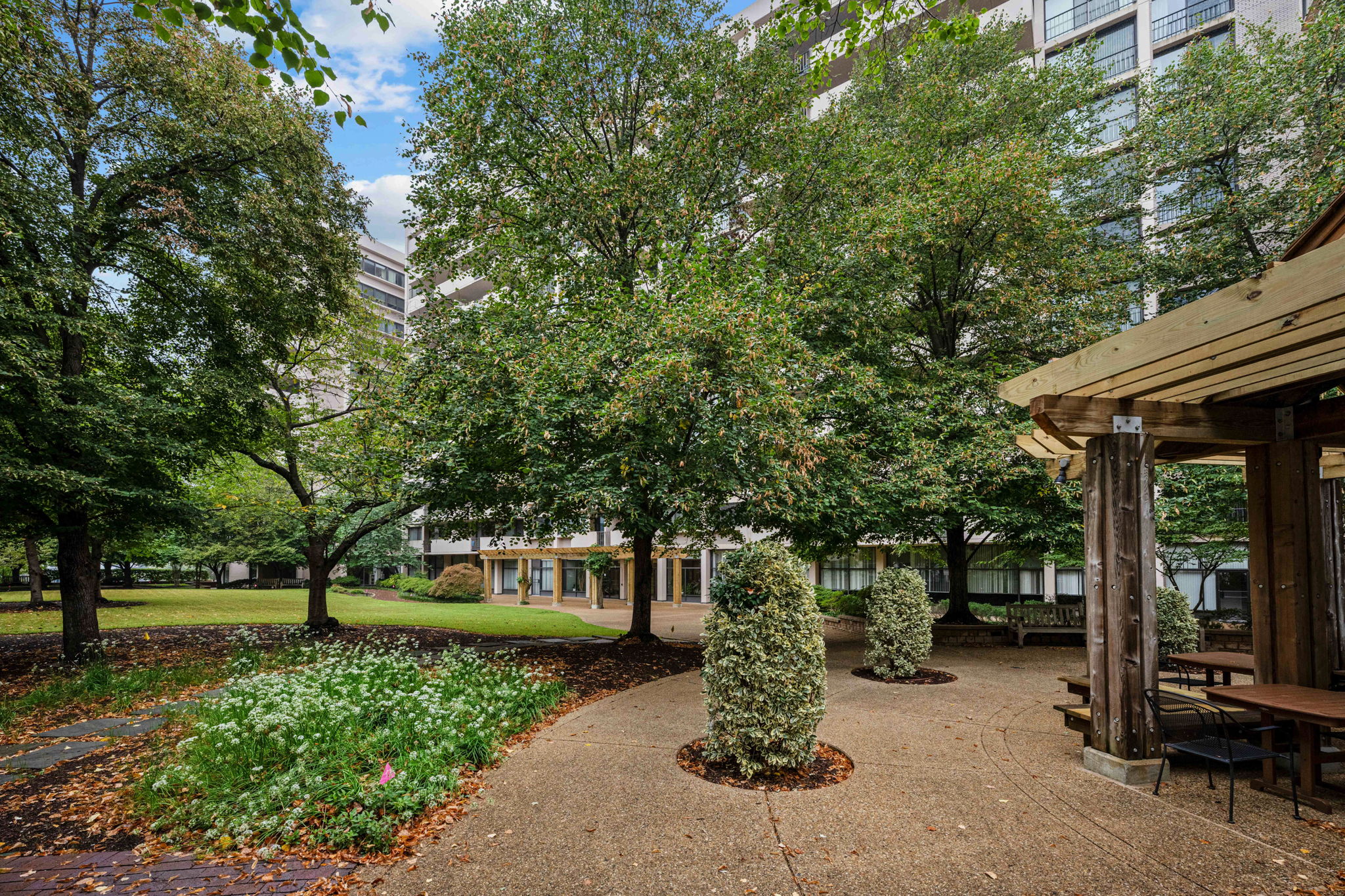 Plaza located above garage
