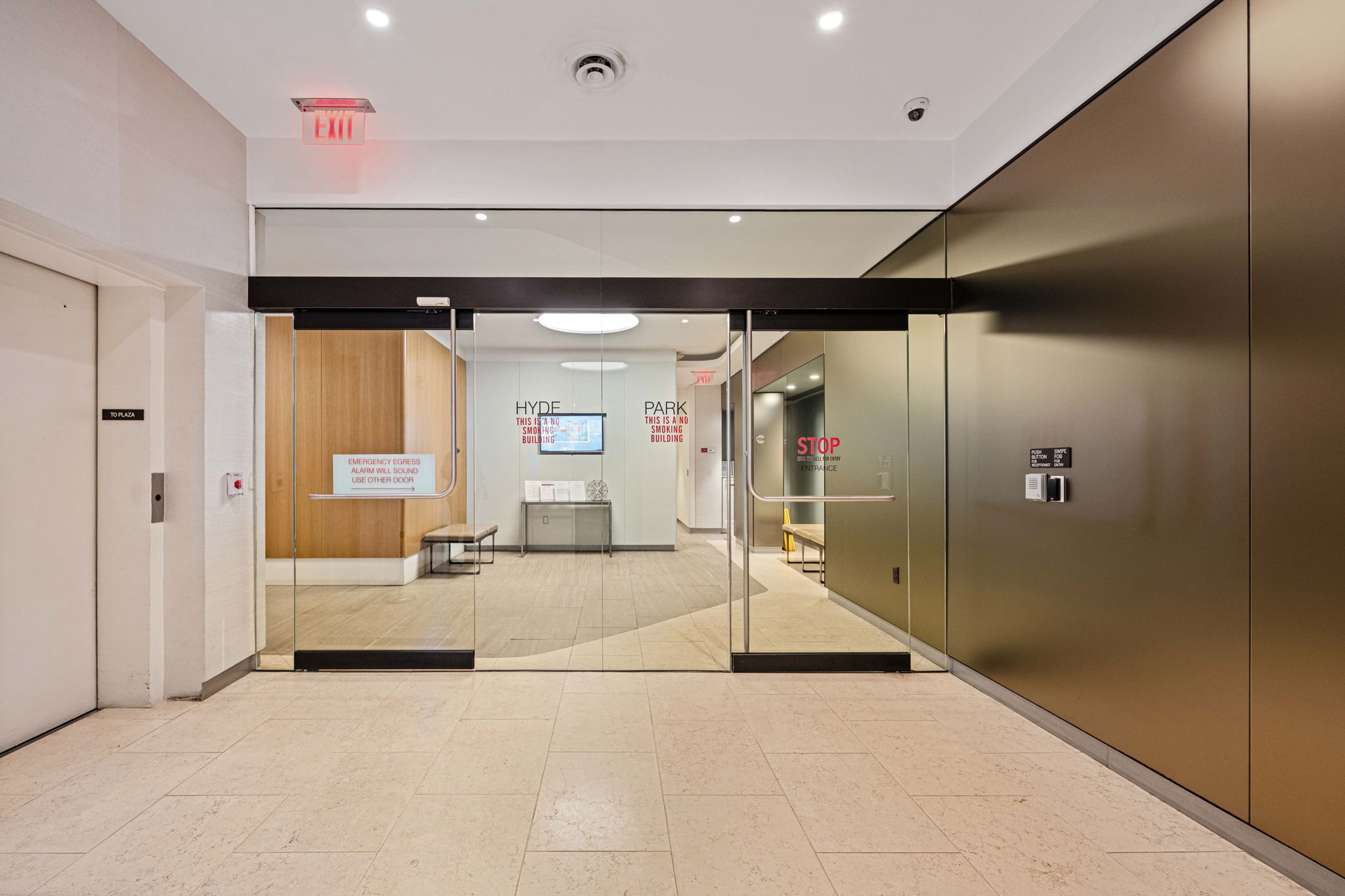 Secure entry to Garage and Plaza