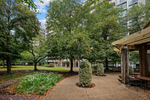Plaza located above garage