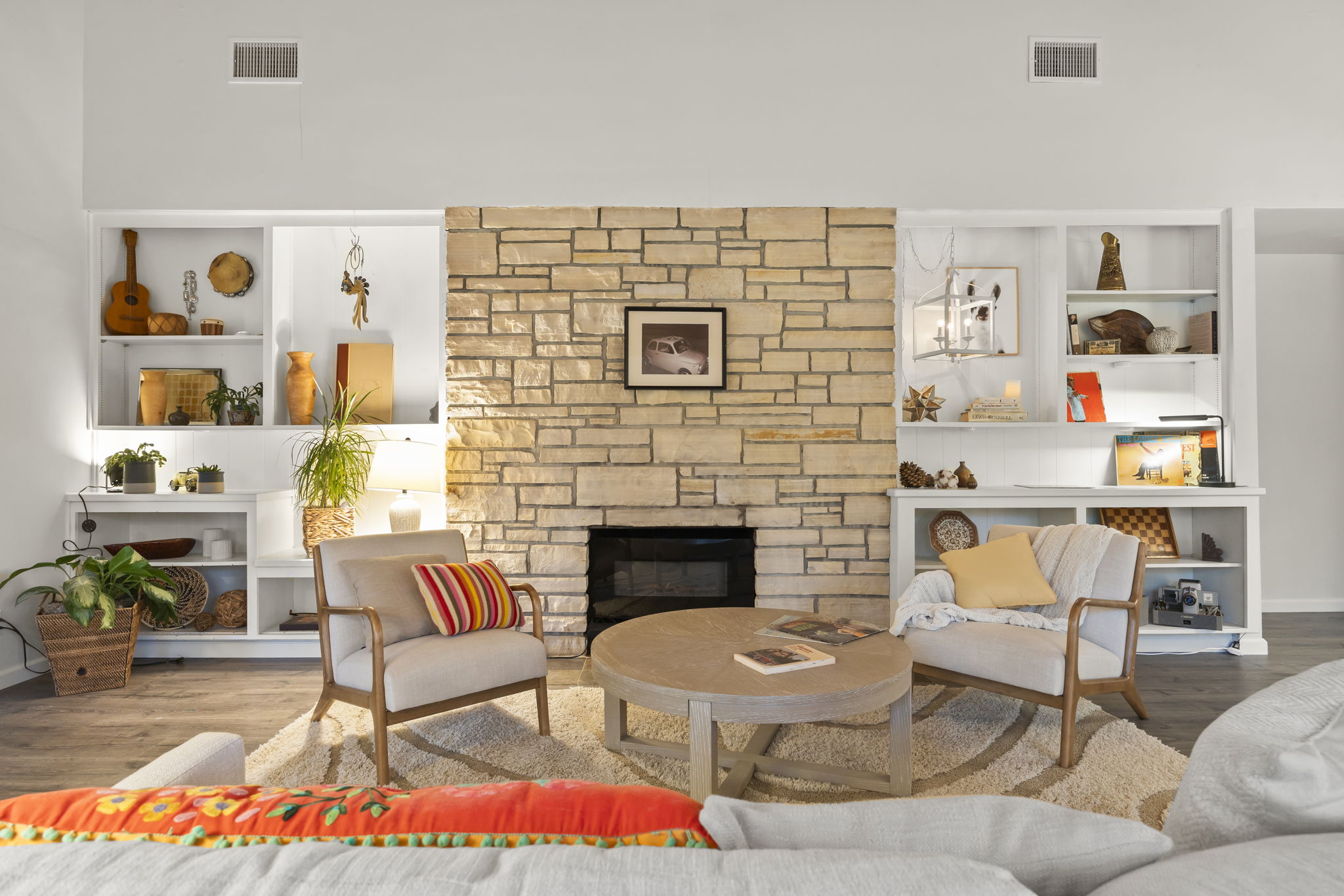 Living room, fireplace