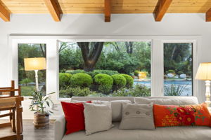 Living room view of pool