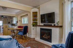 Main floor living room with gas fireplace