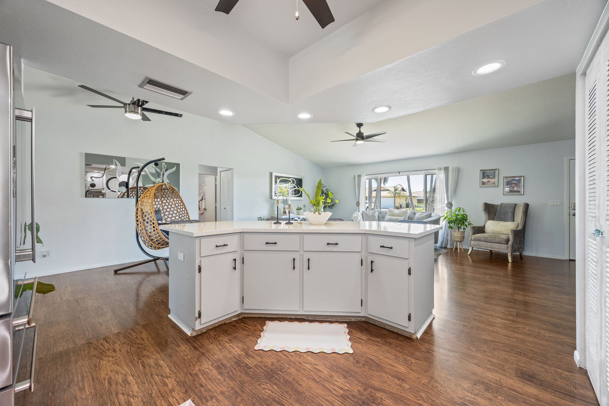 Kitchen Island overlooking the living room
